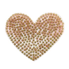 Kristal Taşlı Kırmızı Geçişli Kalp Aplik