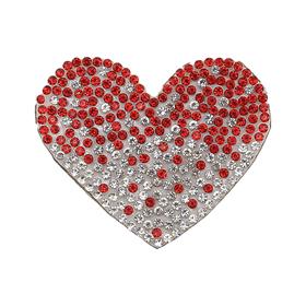 Kristal Taşlı Kırmızı Geçişli Kalp Aplik
