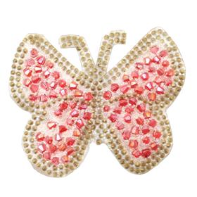 Kristal Taşlı Kırmızı Kelebek Motif