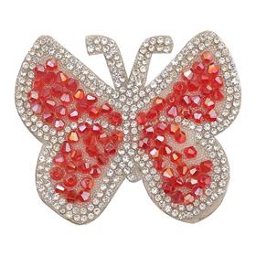 Kristal Taşlı Kırmızı Kelebek Motif