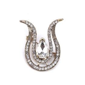 Kristal Taşlı Lale Broş