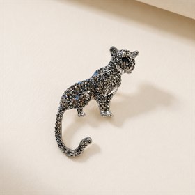 Kristal Taşlı Leopar Broş