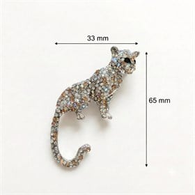 Kristal Taşlı Leopar Broş