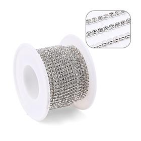 Kristal Taşlı Metal Gümüş Yuvalı Şerit 