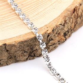 Kristal Taşlı Metal Gümüş Yuvalı Şerit 