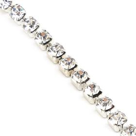 Kristal Taşlı Metal Gümüş Yuvalı Şerit 