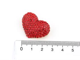 Kristal Taşlı Metal Kalp Broş