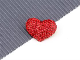 Kristal Taşlı Metal Kalp Broş