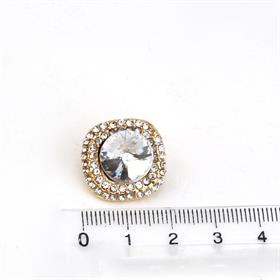 Kristal Taşlı Metal Kare Düğme Gold