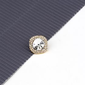 Kristal Taşlı Metal Kare Düğme Gold