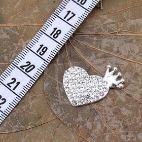 Kristal Taşlı, Metal, Taçlı Kalp Süs