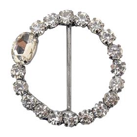 Kristal Taşlı Nikel Renk Kemer Tokası Yuvarlak