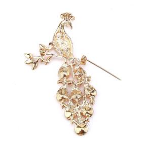 Kristal Taşlı Tavus Kuşu Broş