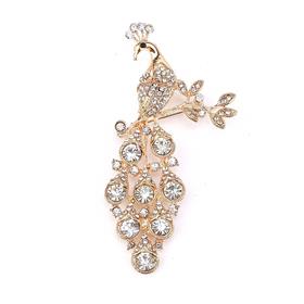 Kristal Taşlı Tavus Kuşu Broş