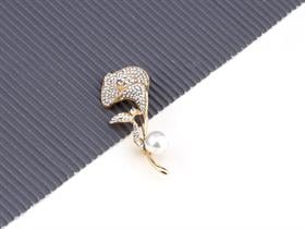 Kristal Taşlı ve İncili Barış Çiçeği Broş