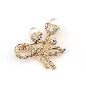 Kristal Taşlı ve İncili Çiçek Broş