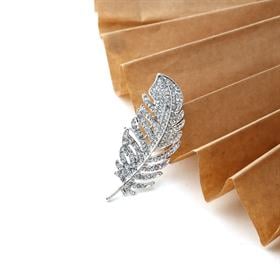 Kristal Taşlı Yaprak Broş