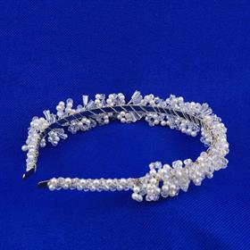 Kristal ve İnci Boncuklu El Yapımı Taç