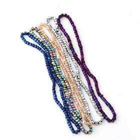 Küp Şeklinde Kristal Kaplamalı Cam Boncuk