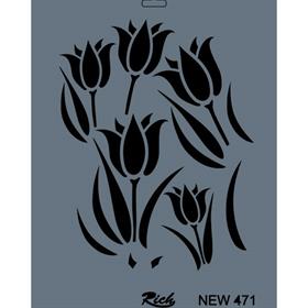 Lale Desenli Stencil Şablon 25X35 cm - Rich New 471