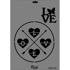 ''Love'' Yazılı Stencil Şablon 25X35 cm - Rich New 394