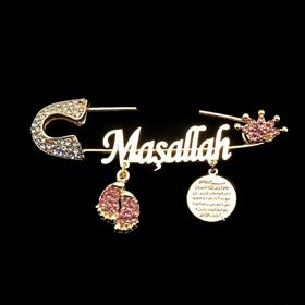 Maşallah Bebek İğnesi Pembe Taç Model