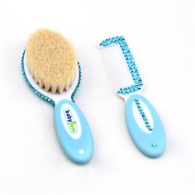 Mavi Kristal Taşlı Bebek Fırça Tarak Seti