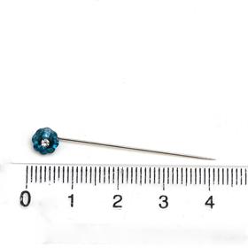 Mavi Kristal Taşlı Çiçek Eşarp Şal İğnesi 12 adet