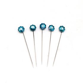 Mavi Kristal Taşlı Çiçek Eşarp Şal İğnesi 12 adet