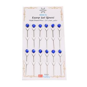 Mavi Kristal Taşlı Eşarp Şal İğnesi 12 adet