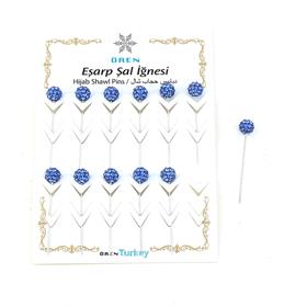 Mavi Taşlı Toplu Eşarp Şal İğnesi 12 adet