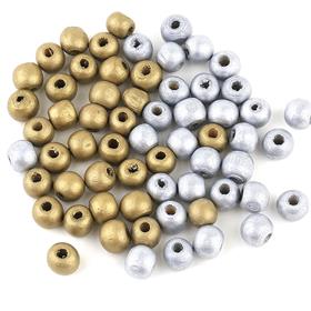Metalik Renk Ahşap Boncuk (50 adet)