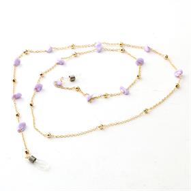 Mor Doğal Taşlı Gözlük İpi Zinciri
