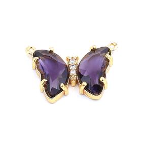Mor Taşlı Çift Kulplu Zirkon Kelebek Takı Ucu