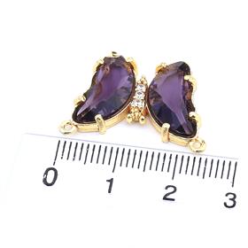 Mor Taşlı Çift Kulplu Zirkon Kelebek Takı Ucu