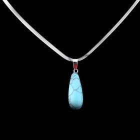 Turkuaz Taşı Oval Damla Kolye Ucu