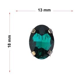 Oval Şeklinde Altın Renk Kasalı Kristal Dikme Beyoğlu Taşı 13 x 18 mm
