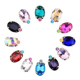 Oval Şeklinde Altın Renk Kasalı Kristal Dikme Beyoğlu Taşı 10 x 14 mm