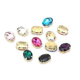 Oval Şeklinde Altın Renk Kasalı Kristal Dikme Beyoğlu Taşı 13 x 18 mm