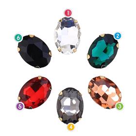 Oval Şeklinde Altın Renk Kasalı Kristal Dikme Beyoğlu Taşı 18 x 25 mm