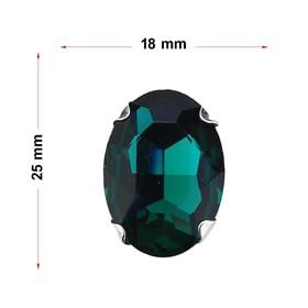 Oval Şeklinde Gümüş Renk Kasalı Kristal Dikme Beyoğlu Taşı 18 x 25 mm