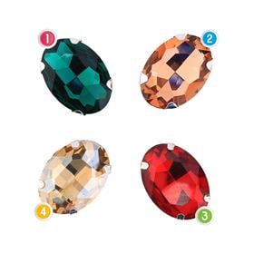 Oval Şeklinde Gümüş Renk Kasalı Kristal Dikme Beyoğlu Taşı 18 x 25 mm