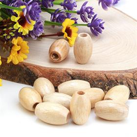 Oval Tahta, Çanta Boncuğu Büyük Boy (10 Adet)