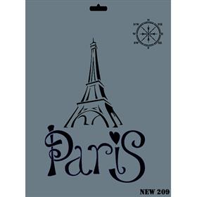 ''Paris'' Yazılı Stencil Şablon 25X35 cm - Rich New 209