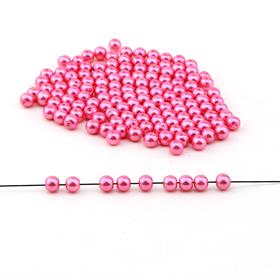 Pembe Cam İnci Boncuk 8 mm 100 adet