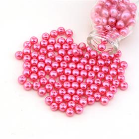 Pembe Cam İnci Boncuk 8 mm 100 adet