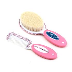 Pembe Kristal Taşlı Bebek Fırça Tarak Seti