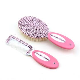 Pembe Kristal Taşlı Bebek Fırça Tarak Seti
