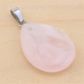 Pembe Kuvars Taşı Damla Kolye Ucu