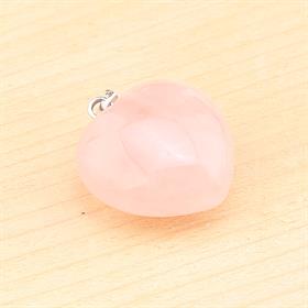 Pembe Kuvars Taşı Kalp Kolye Ucu
